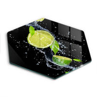 GLASPLATTE 40 cm Saftige Limette im Wasser - Schwarz, Glas (40/40cm) - Wallfluent