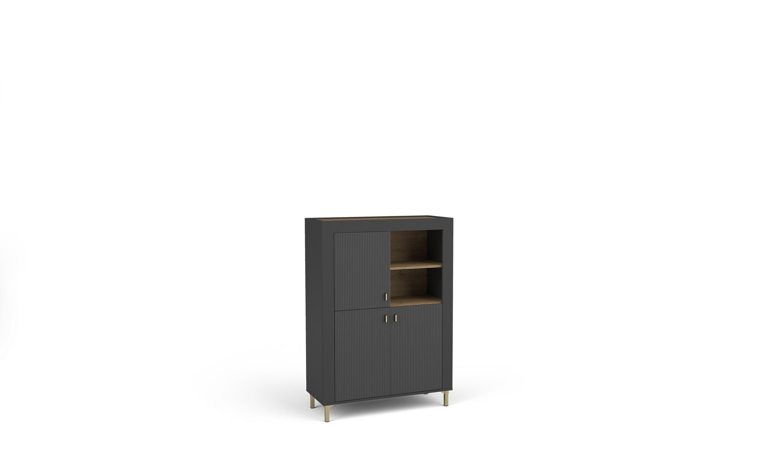 KOMMODE ZELOS 96,9/138,8/40cm mit 3 Türen Schwarz - Schwarz, Holzwerkstoff (96.9/138.8/40cm) - MASSENO