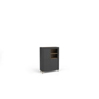 KOMMODE ZELOS 96,9/138,8/40cm mit 3 Türen Schwarz - Schwarz, Holzwerkstoff (96.9/138.8/40cm) - MASSENO