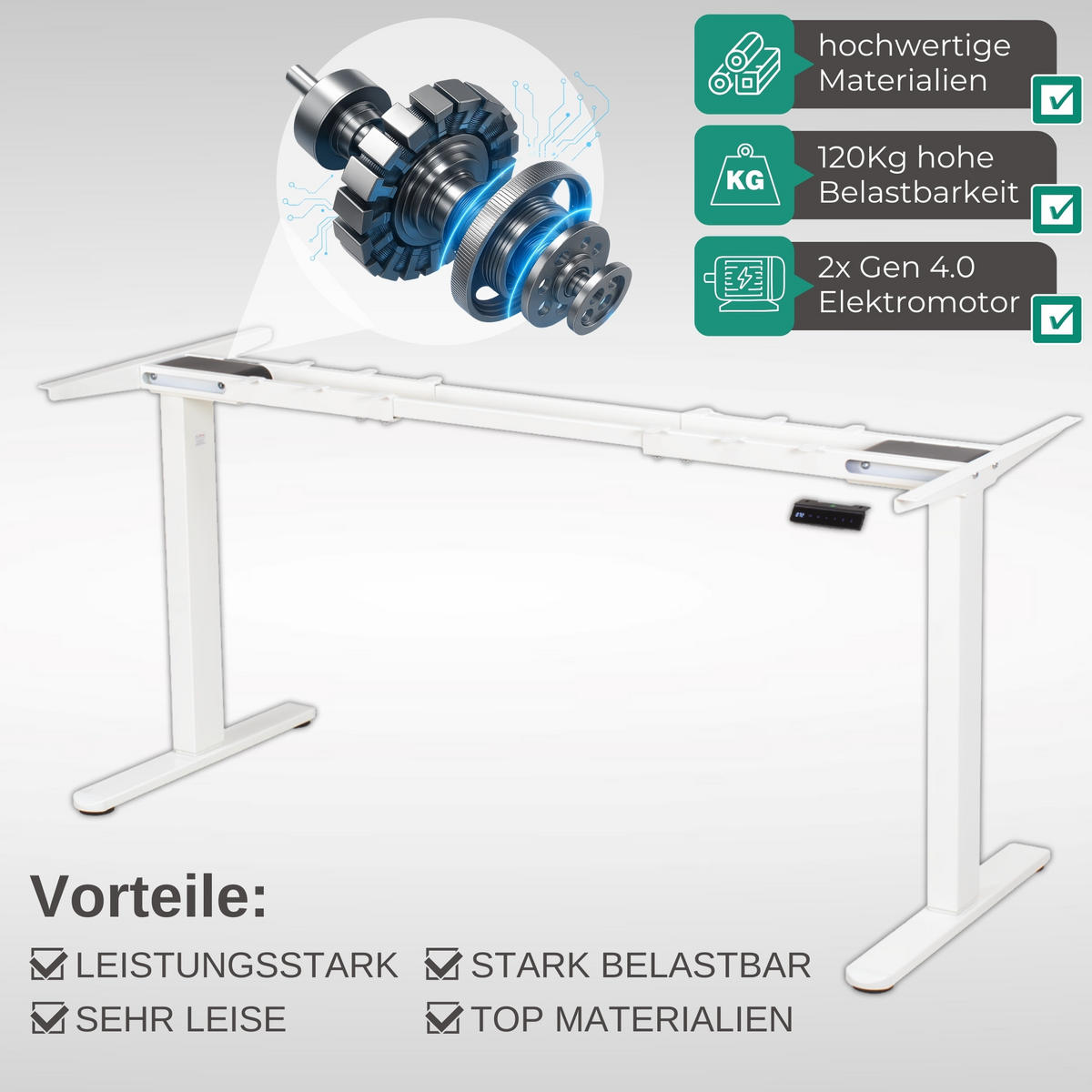 TISCHGESTELL HÖHENVERSTELLBAR LIFT S5 weiss - Weiß, Metall (68/180/118cm) - Albatros