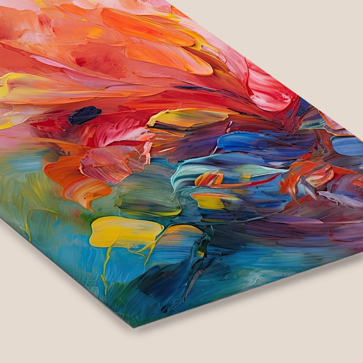 POSTER MIT RAHMENGERAHMTES BILD Ölgemälde - Kunst - Abstrakt - Farbenfroh Bilderleiste 80x120 cm - Altrosa, Papier (80/120cm) - MuchoWow