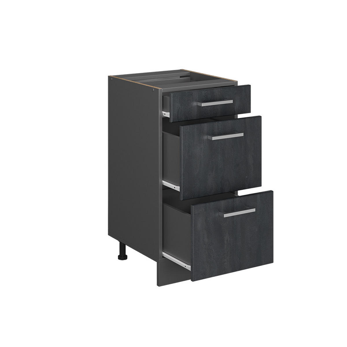 SCHUBLADENSCHRANK R-Line Schwarz Beton 40 cm AP Marmor - Anthrazit/Schwarz, Holzwerkstoff (40/81.6/60cm) - Vicco