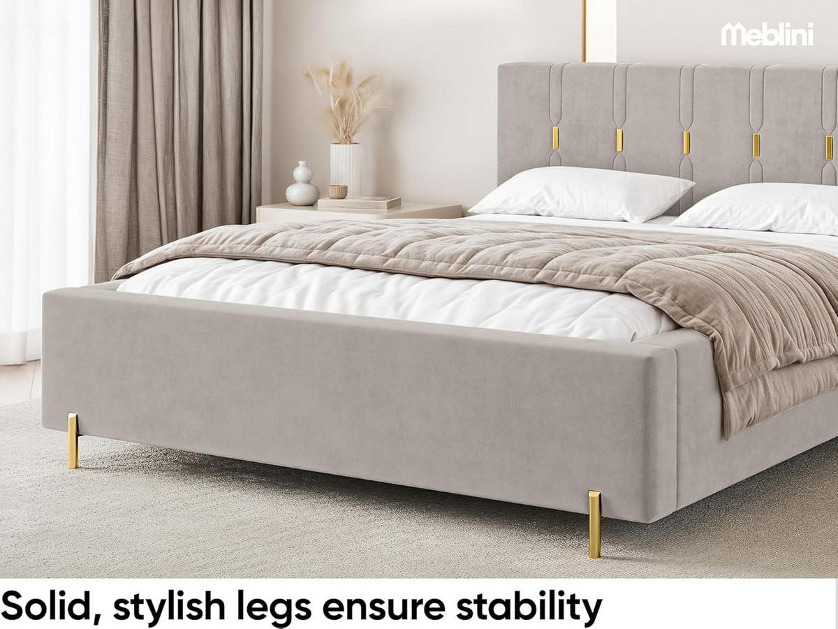BETT FABIO - Taupe/Goldfarben, Holzwerkstoff (120/200cm) - Meblini