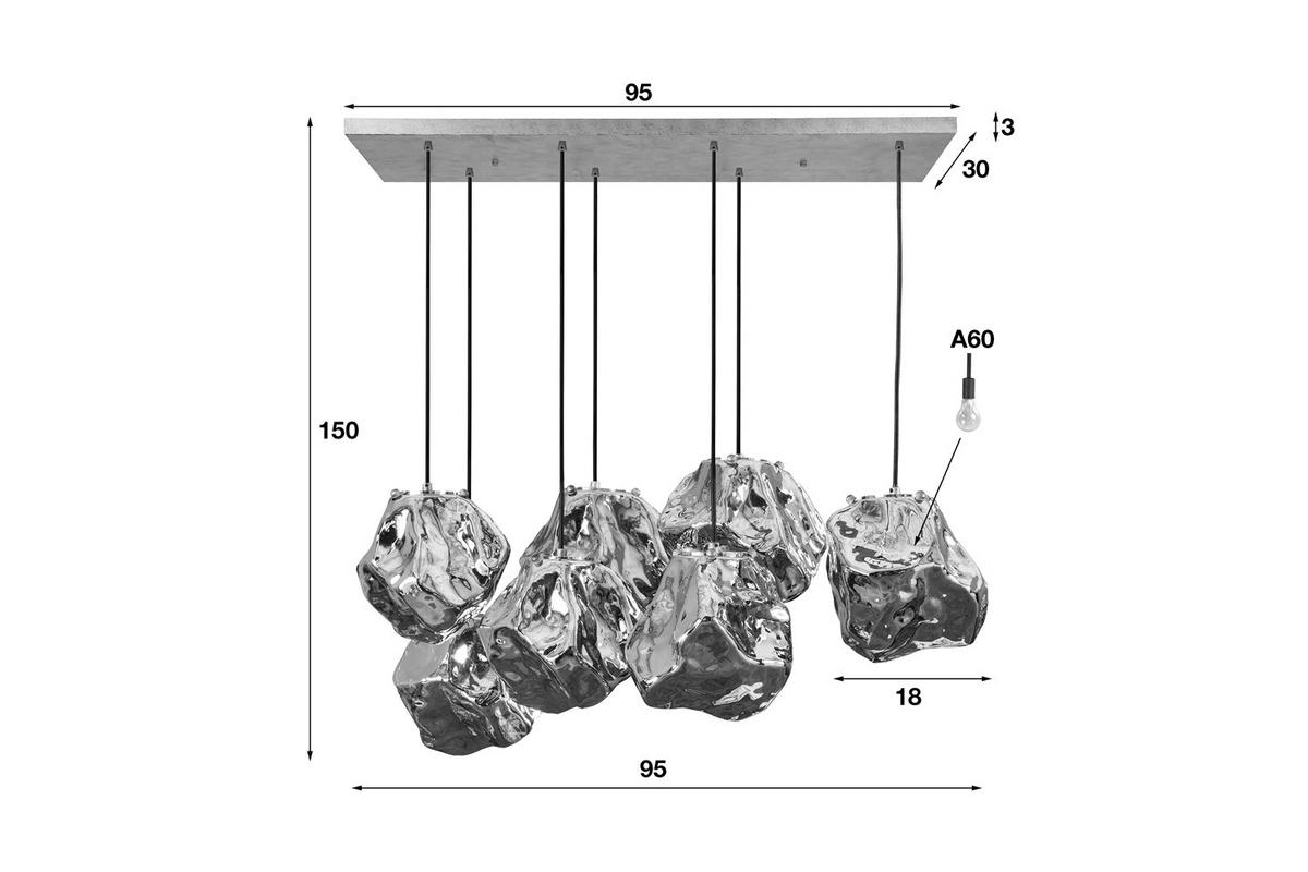 HÄNGELAMPE EDESSA Silber Glas - Silberfarben, Glas (44/95/150cm) - KAWOLA