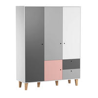 ORMAR 3 vrata roza - pink, drvni materijal (153/201.5/55cm) - Petits-meubles