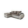 ECKSCHLAFSOFA ALEX – Braun + Weiß (Lawa 02 + Soft 17) + Hocker - Links - Braun, Holzwerkstoff/Metall (275/155cm) - Möblo