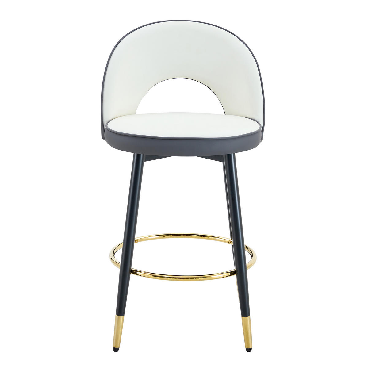 BARHOCKER DE-36543 2er Set mit PU-Bezug und Metallbeinen Dunkelgrau/Weiß - Dunkelgrau, Metall (44/92/44cm) - ComfortXL