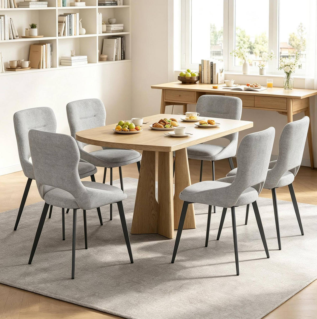 ESSSTUHL 6er-Set Grau mit Chenillebezug - Grau, Metall (40/86/43cm) - MIVRAY