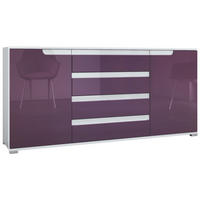 SIDEBOARD Sylt Brombeer Hochglanz / Weiß Hochglanz - Brombeere, Holzwerkstoff (166.5/75.5/35cm) - Vladon
