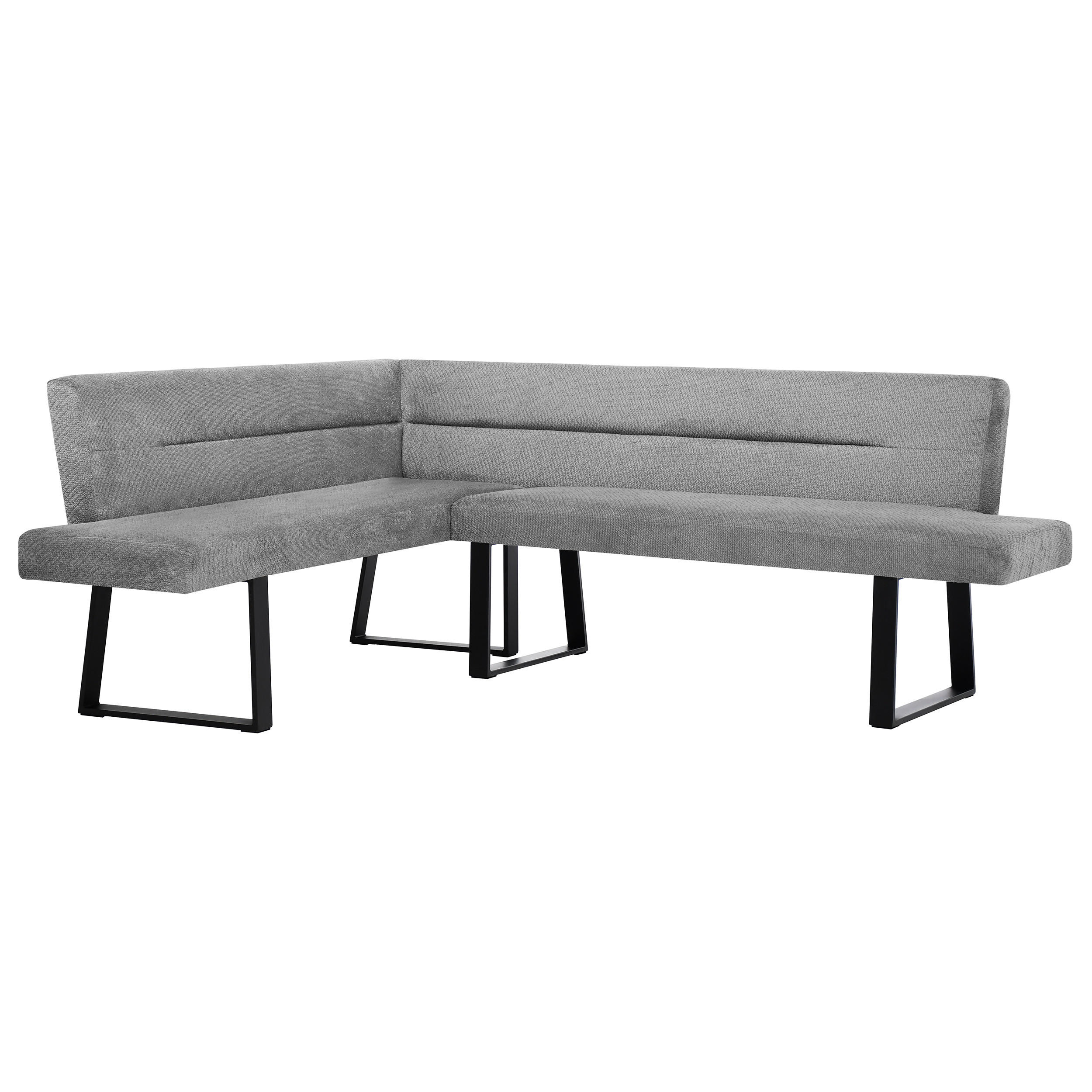 ECKBANK Cresto 212x173 cm, mit Metallbeinen, Egon-Stoff, Hellgrau - Hellgrau/Schwarz, Metall (212/173cm) - Beautysofa
