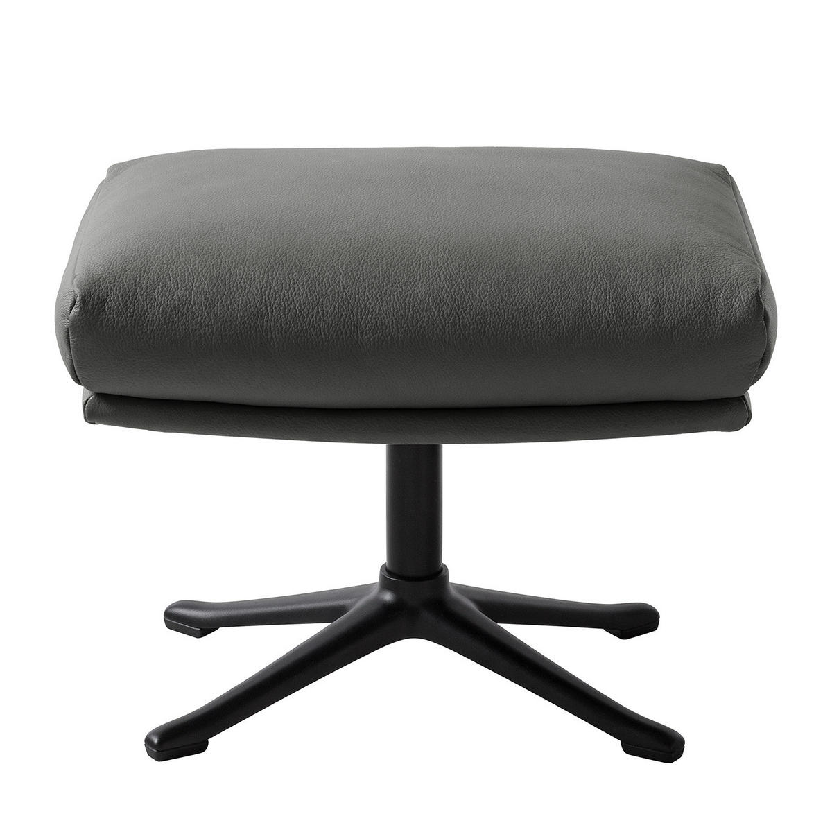 POLSTERHOCKER mit Kreuzfuß - Chromfarben/Grau, Leder/Metall (51/37/41cm) - home24