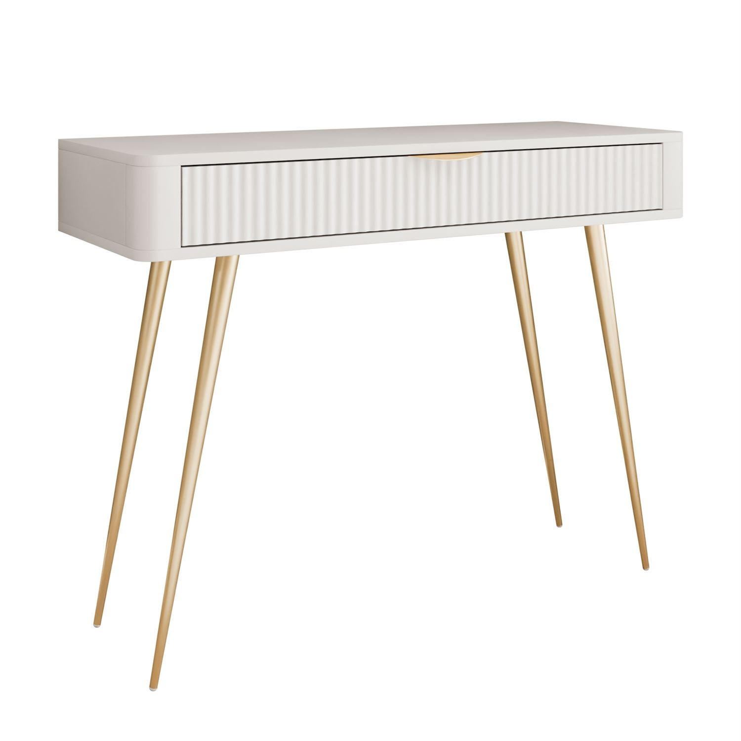 KONSOLE SCARLETT MIT SCHUBLADE BEIGE + GOLD - Beige, Holzwerkstoff (38/100/78cm) - Lookway