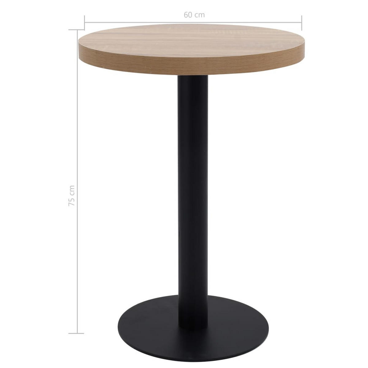 BISTROTISCH Industrial-Stil 60/75 cm aus Mdf, Stahl Hellbraun - Braun, Holzwerkstoff (60/60/75cm) - vidaXL