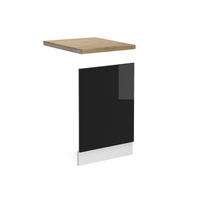 FRONTBLENDE R-Line Schwarz Hochglanz 45 cm, AP Eiche - Schwarz Hochglanz/Schwarz, Holzwerkstoff (45/57.2/1.6cm) - Vicco