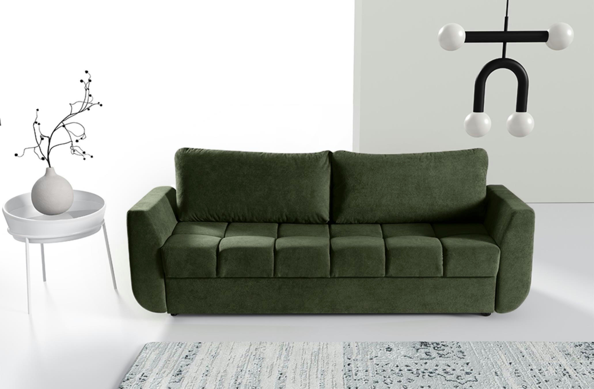 SOFA Delta Grün, mit Schlaffunktion - Grün, Holzwerkstoff (245/93/118cm) - Bettso