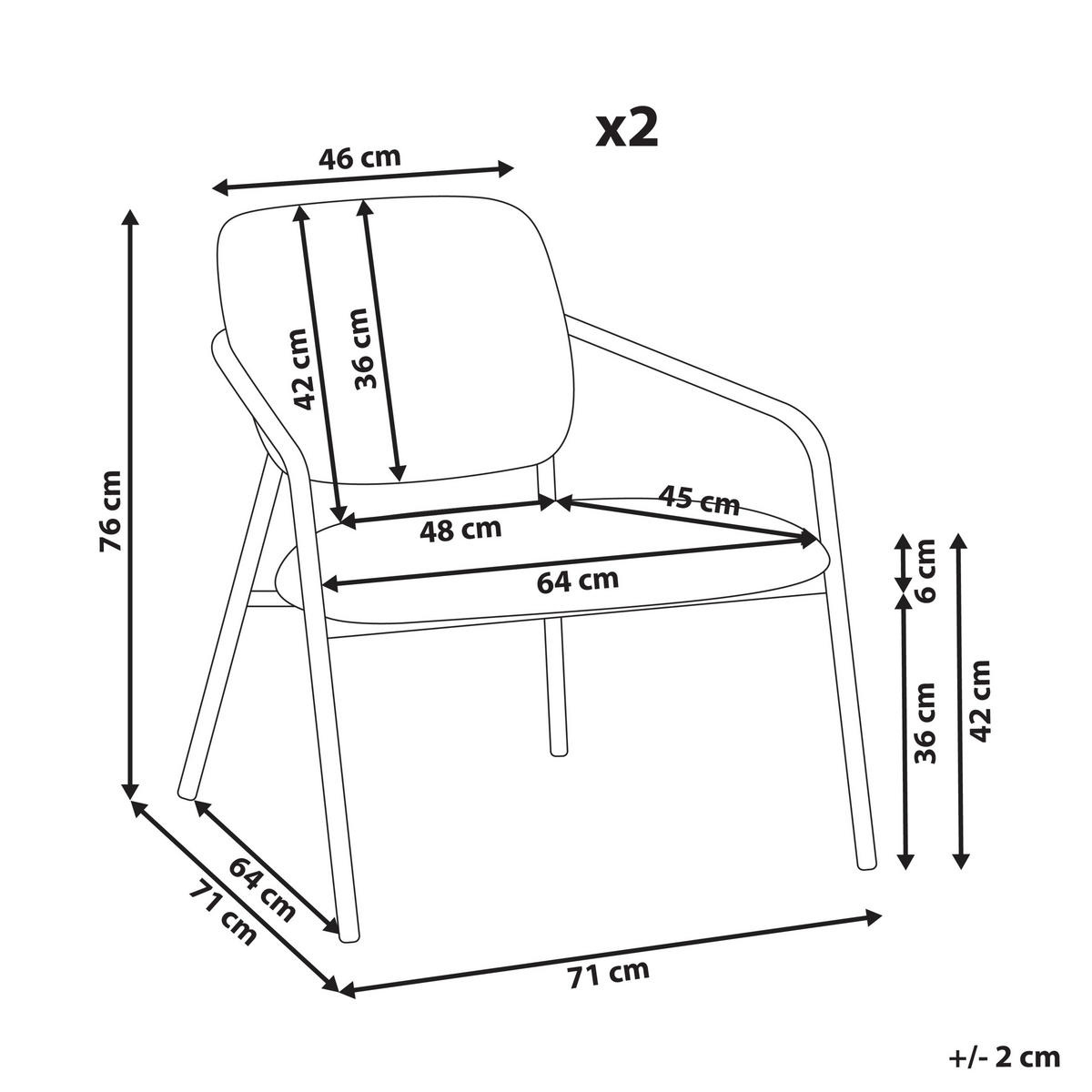 SESSEL 2er-Set Cremeweiß Loa - Weiß, Textil (71/76/71cm) - Beliani
