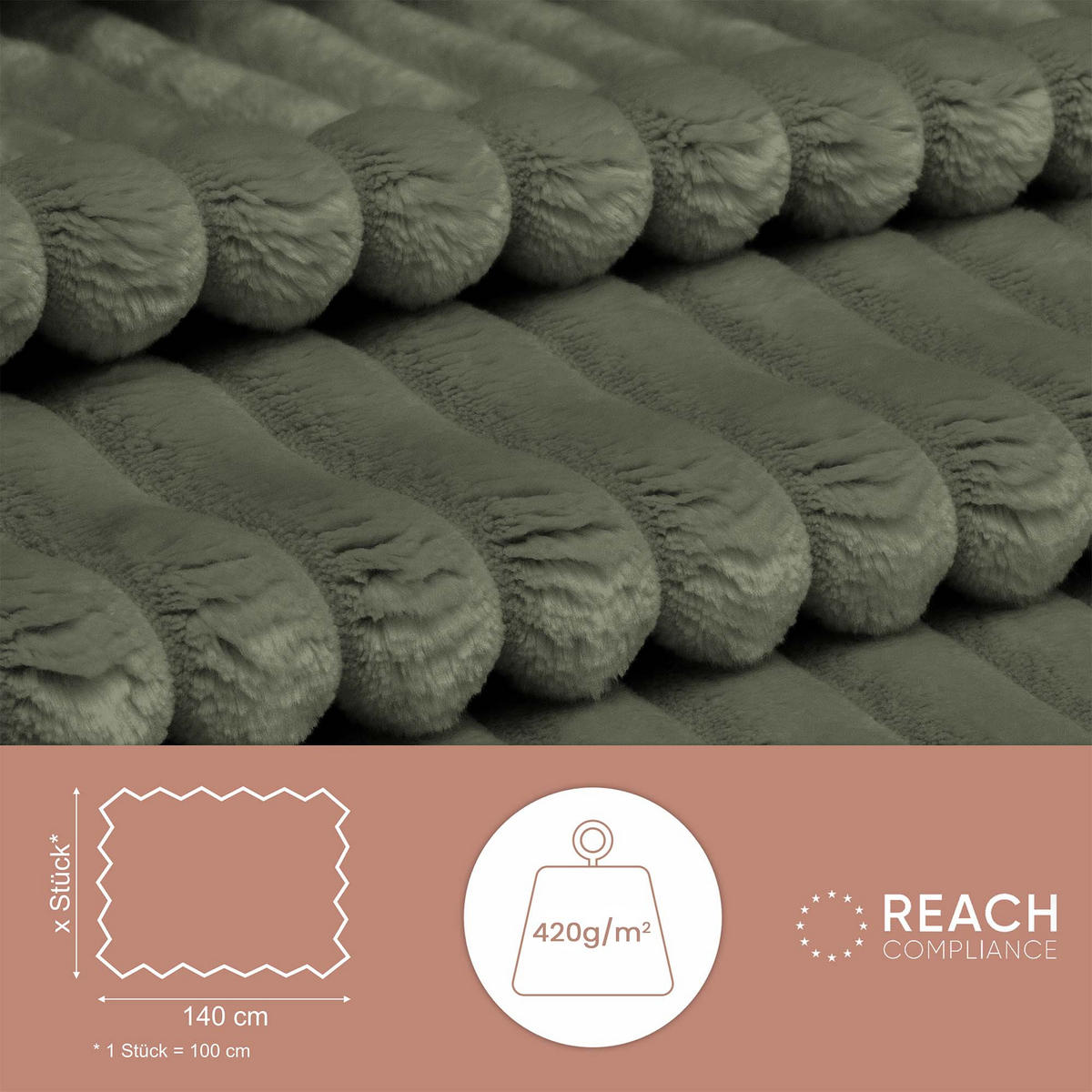 CORDSTOFF Tilia Grün – Breitcord 2,5 cm, 420 g/m², 140 cm breit, extraweich & robust, OEKO-TEX zertifiziert - Grün, Textil (140/100cm) - Dreamroots