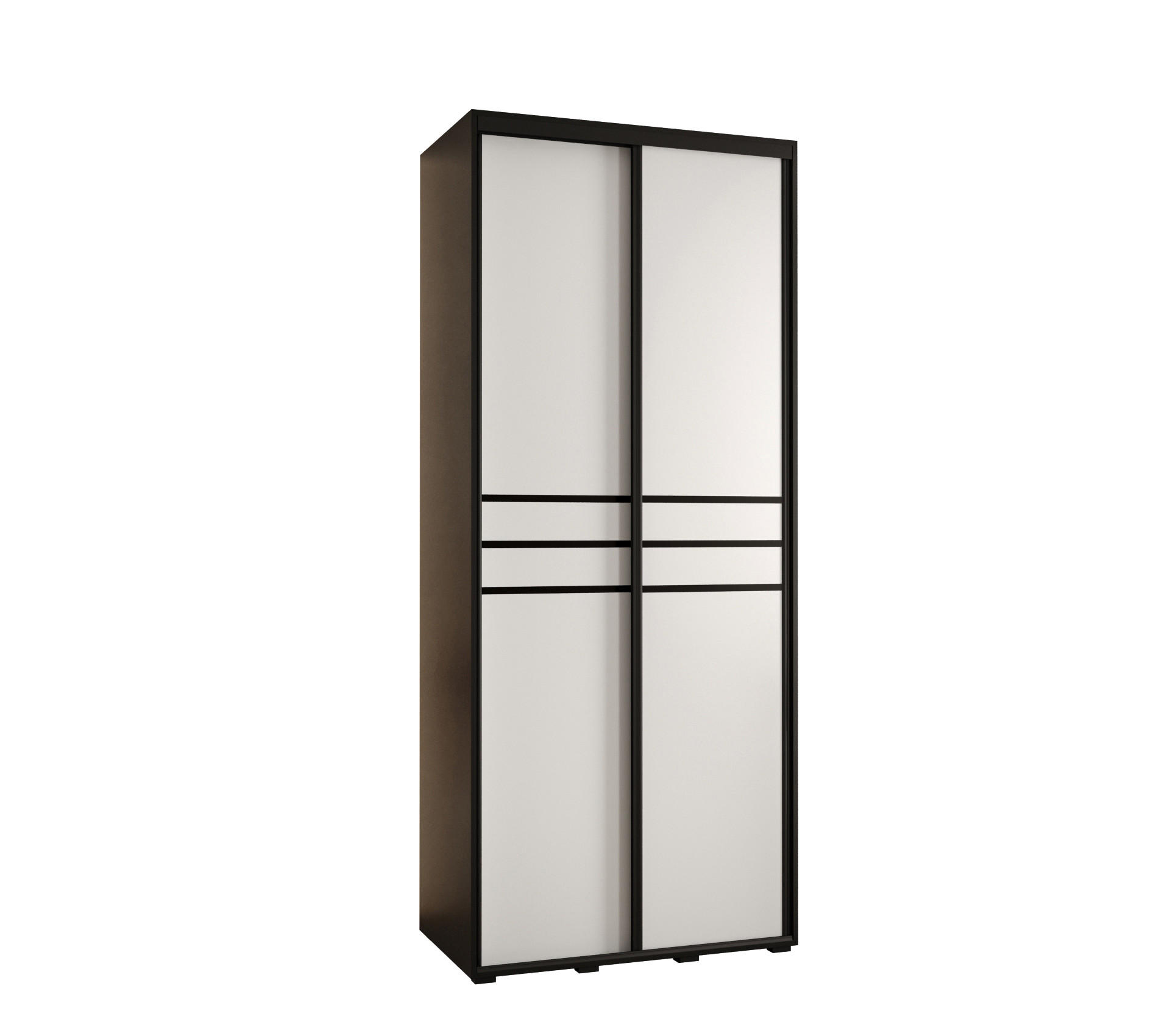 Abiks Möbel Schwebetürenschrank Schwarz, Weiß, Schwarz 100x235x60 cm