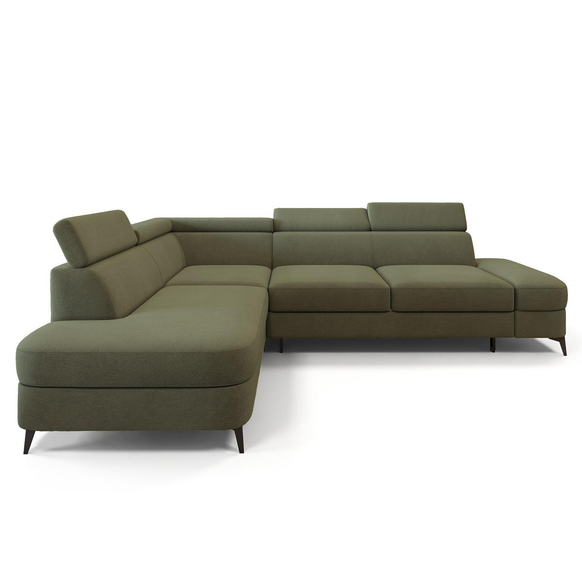 ECKSOFA AVISE MV L-S Grün Velours-Stoff mit Schlaffunktion - Grün, Holzwerkstoff/Textil (268/195cm) - MASSENO