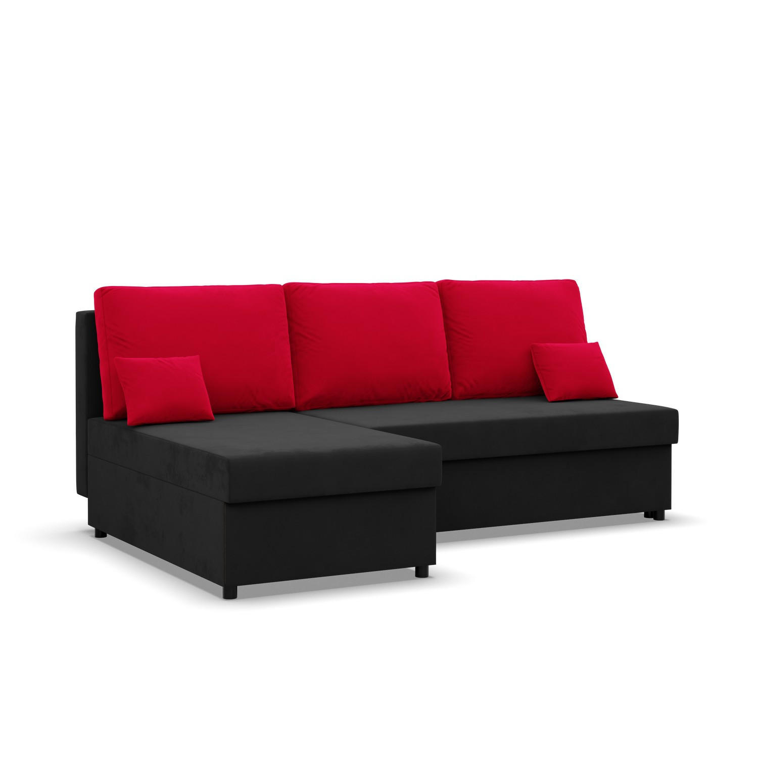 ECKSOFA MIT SCHLAFFUNKTION KEMI Schwarz/Rot - Rot/Schwarz, Textil (135/201cm) - Mebligo