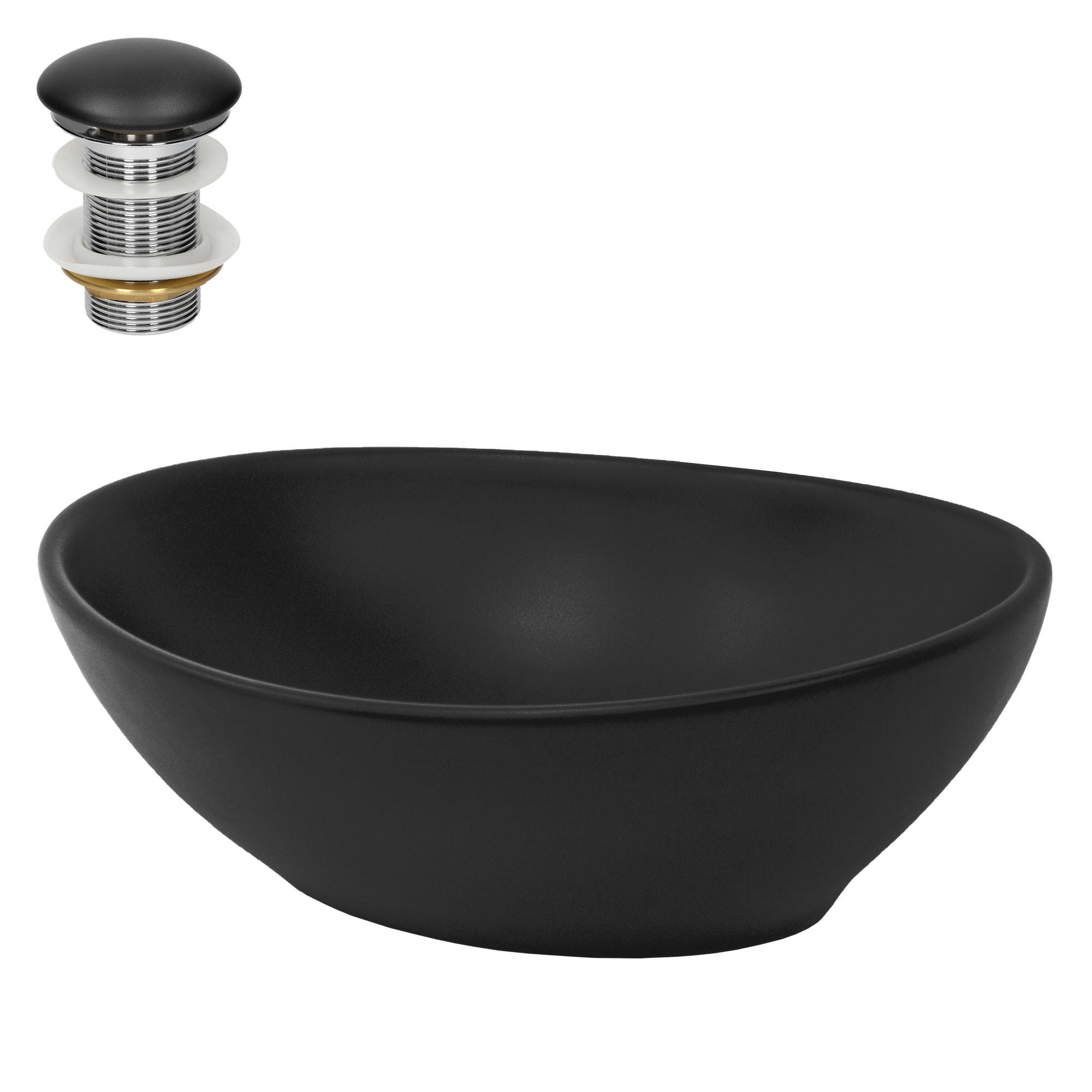LuxeBath UMYVADLO černé 41x33,5x14,5 cm s odtokovou sadou černé