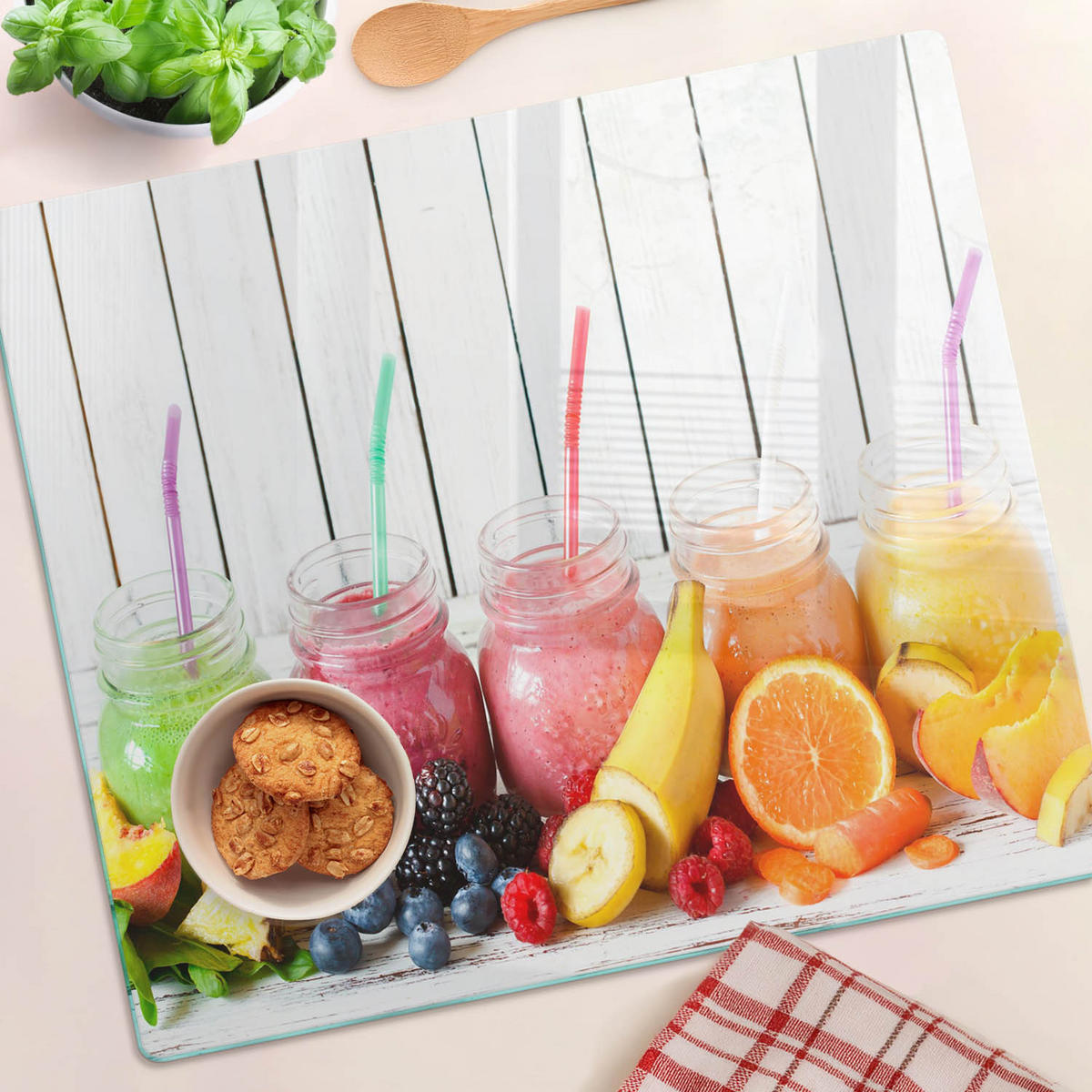 GLASPLATTE 60x52 cm Fruchtcocktails - Multicolor, Glas (60/0.4/52cm) - TULUP