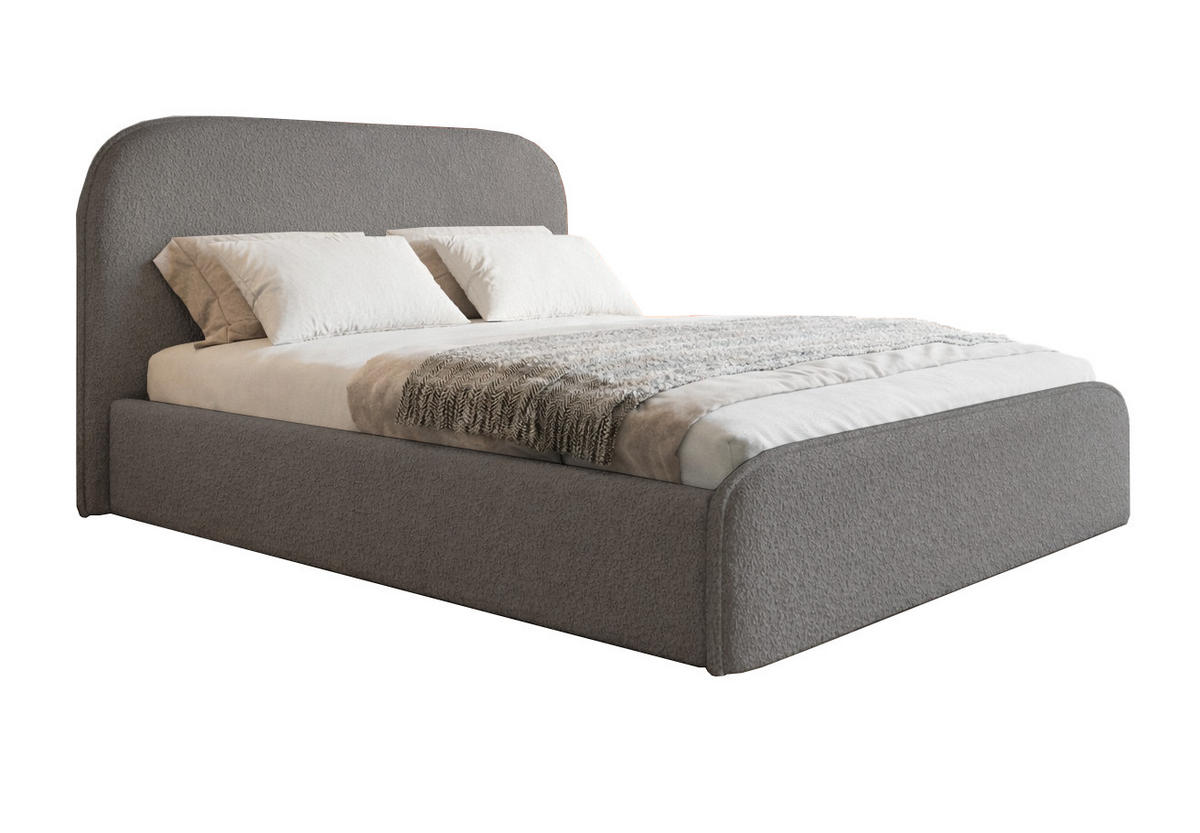 DOPPELBETT 180x200 Wendra Slim mit Lattenrost, Bettkasten, Boucle, Grau - Grau, Holz/Textil (180/200cm) - Emporius