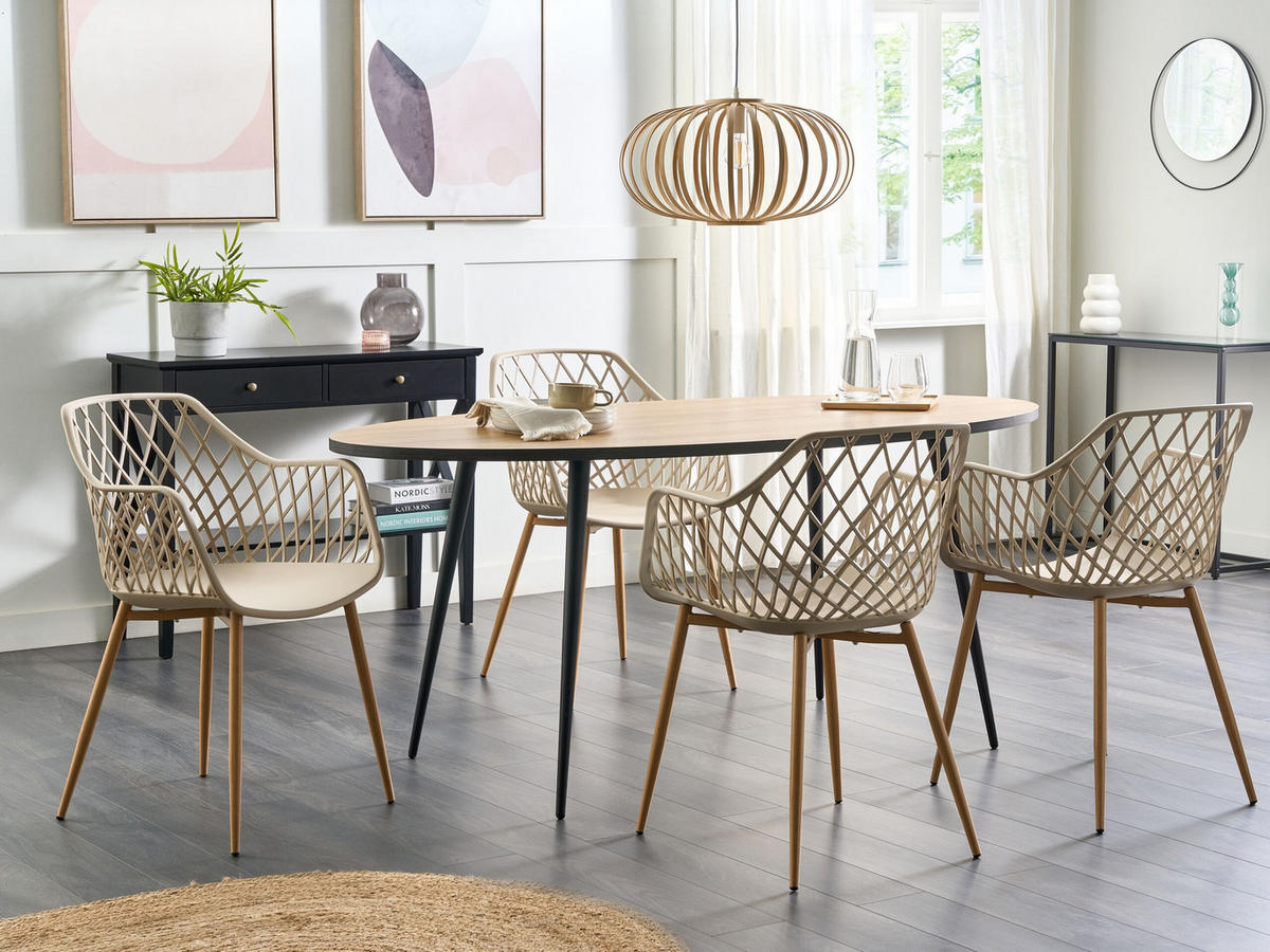 ESSZIMMERSTUHL 2er-Set Kunststoff Beige Nashua - Beige, Kunststoff/Metall (50/86/51cm) - Beliani