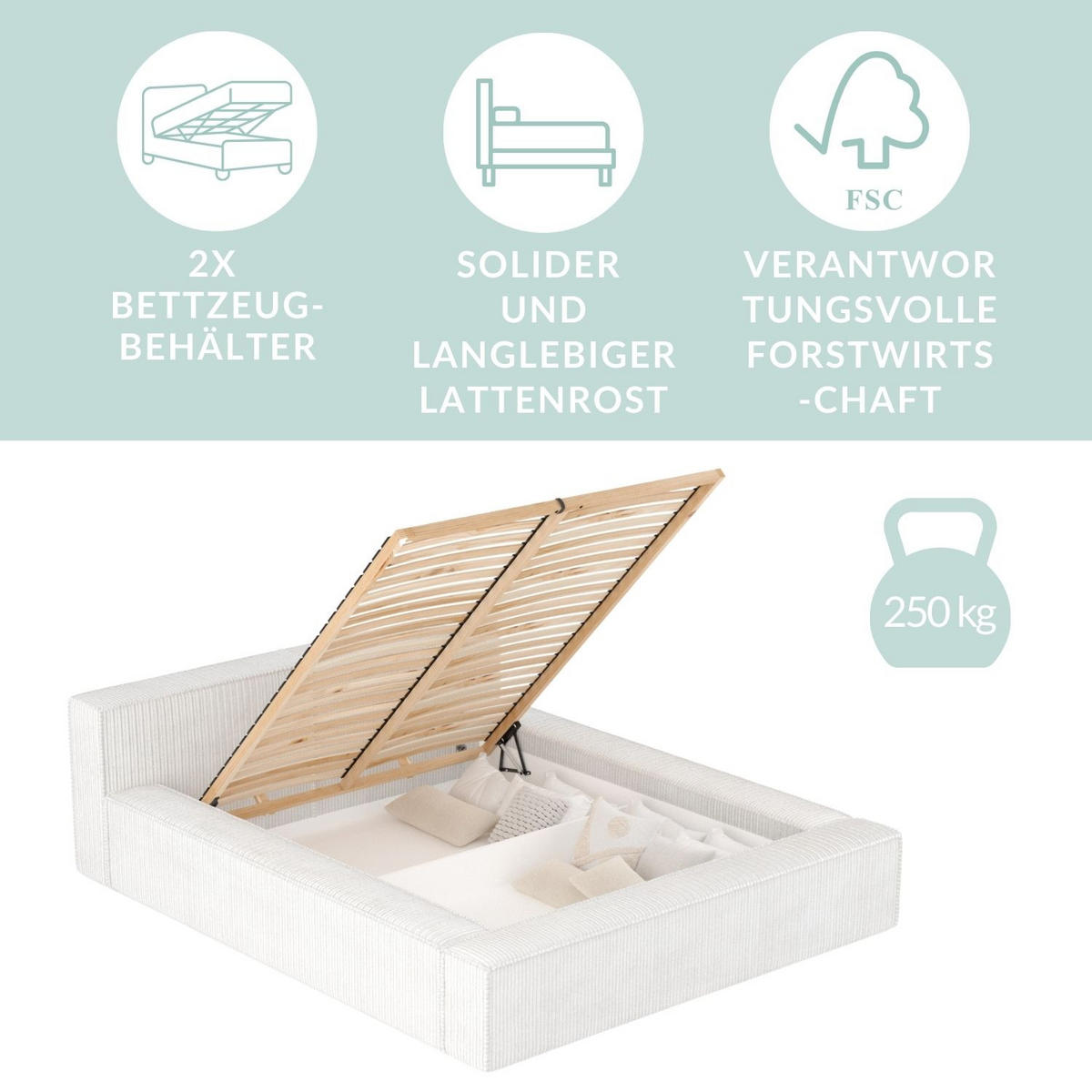 POLSTERBETT Voliera Beige 160/200 cm im Samtstoff - Birkefarben/Beige, Holz/Holzwerkstoff (160/200cm) - Maison de Reve