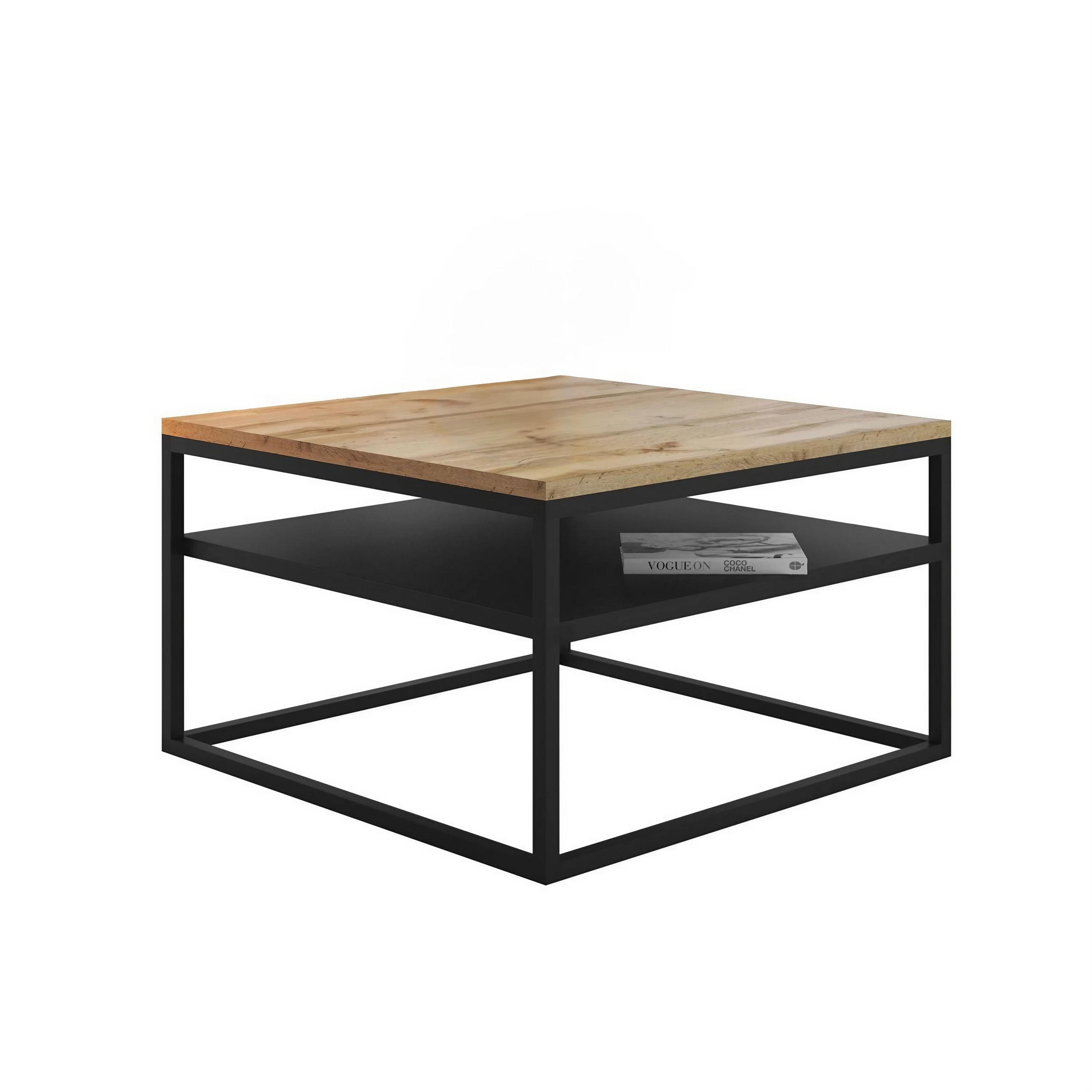 COUCHTISCH NOVA mit Ablage Schwarz / Wotan Eiche - Eichefarben/Schwarz, Holzwerkstoff (69/69/48cm) - Lookway
