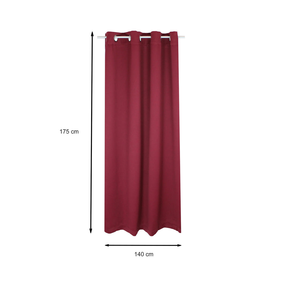 VERDUNKELUNGSVORHANG Ösen 140/175 cm Bordeaux - Bordeaux, Textil (140/175cm) - TiborTex
