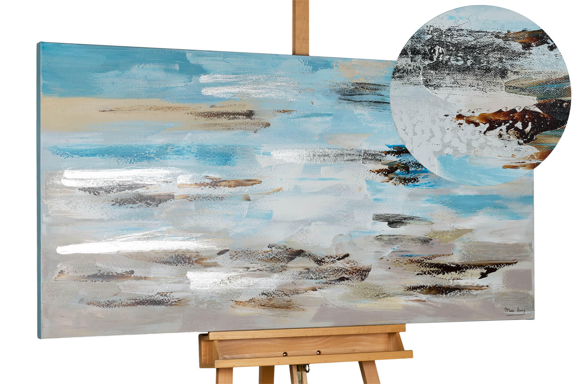 ÖLGEMÄLDE 140/70 cm - Blau/Grau, Holz/Textil (140/70cm) - KUNSTLOFT
