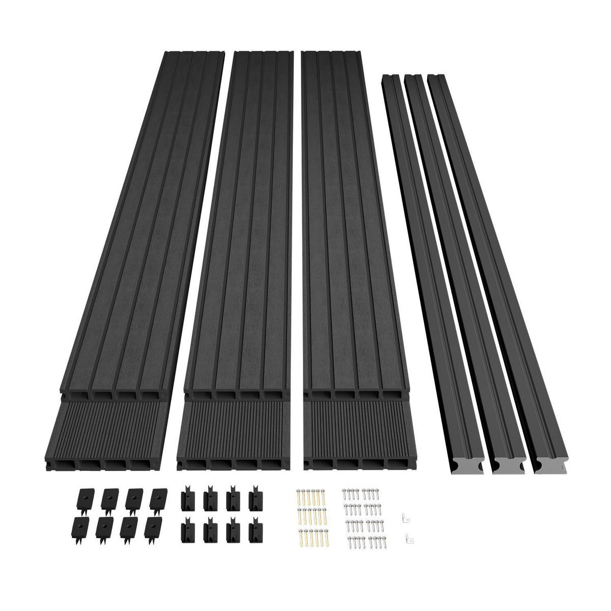 TERRASSENDIELEN WPC Grau 10 m² - Grau, Kunststoff (220/14.6/2.5cm) - Juskys