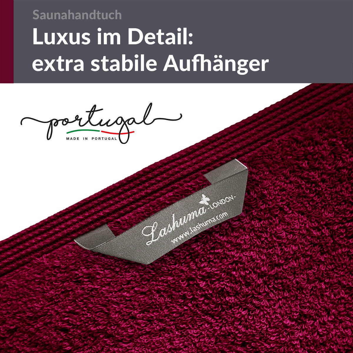 BADETUCH London Kirsch Rot 100x200 cm - Kirschrot, Textil (100/200cm) - Lashuma