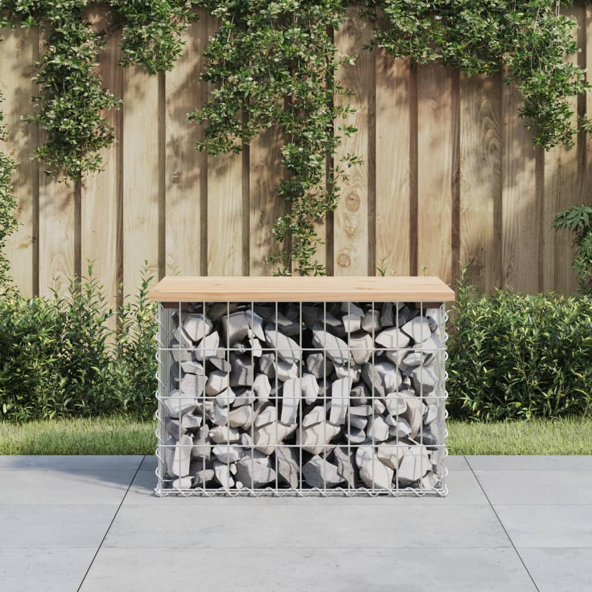 GARTENBANK aus Gabionen 63x44x42 cm Massivholz Kiefer - Braun, Holz (63/42/44cm) - furnicato