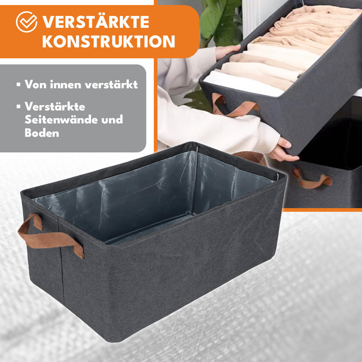 AUFBEWAHRUNGSBOX Stoff Faltbar - Grau, Textil (47/27/20cm)