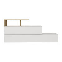 SCHUHSCHRANK - 129.8 cm x 36.8 cm - holz - naturfarben hell, weiß Davista - Weiß, Holz (129.8/55.1/36.8cm) - Vente-Unique