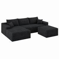 ECKSOFA modular mit Chaiselongue 270 cm Cord Schwarz - Schwarz, Kunststoff (175/83/270cm) - Meubliv