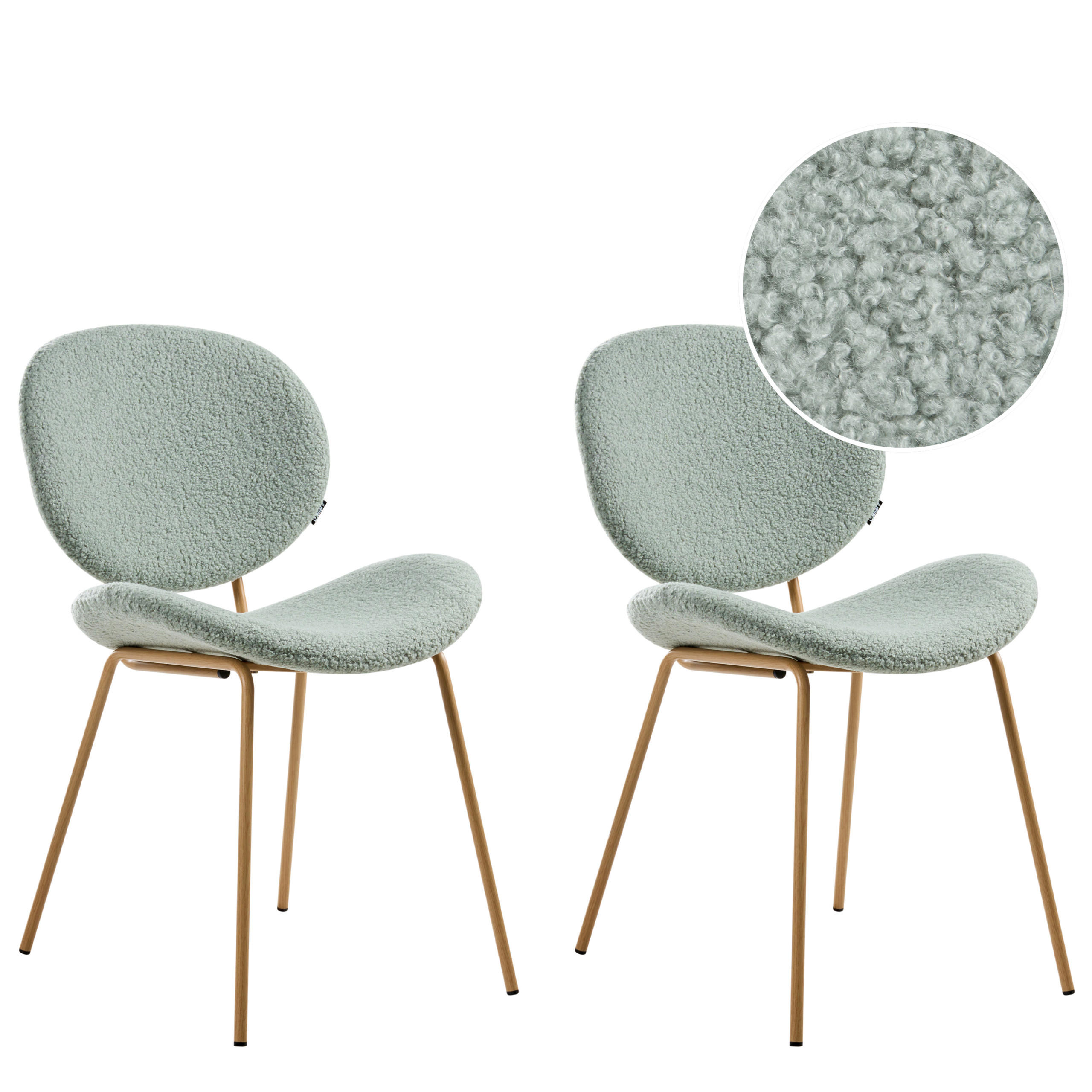 ESSZIMMERSTUHL 2er-Set Hellbraun/Hellgrün Luana - Hellbraun/Hellgrün, Textil (50/80/52cm) - Beliani