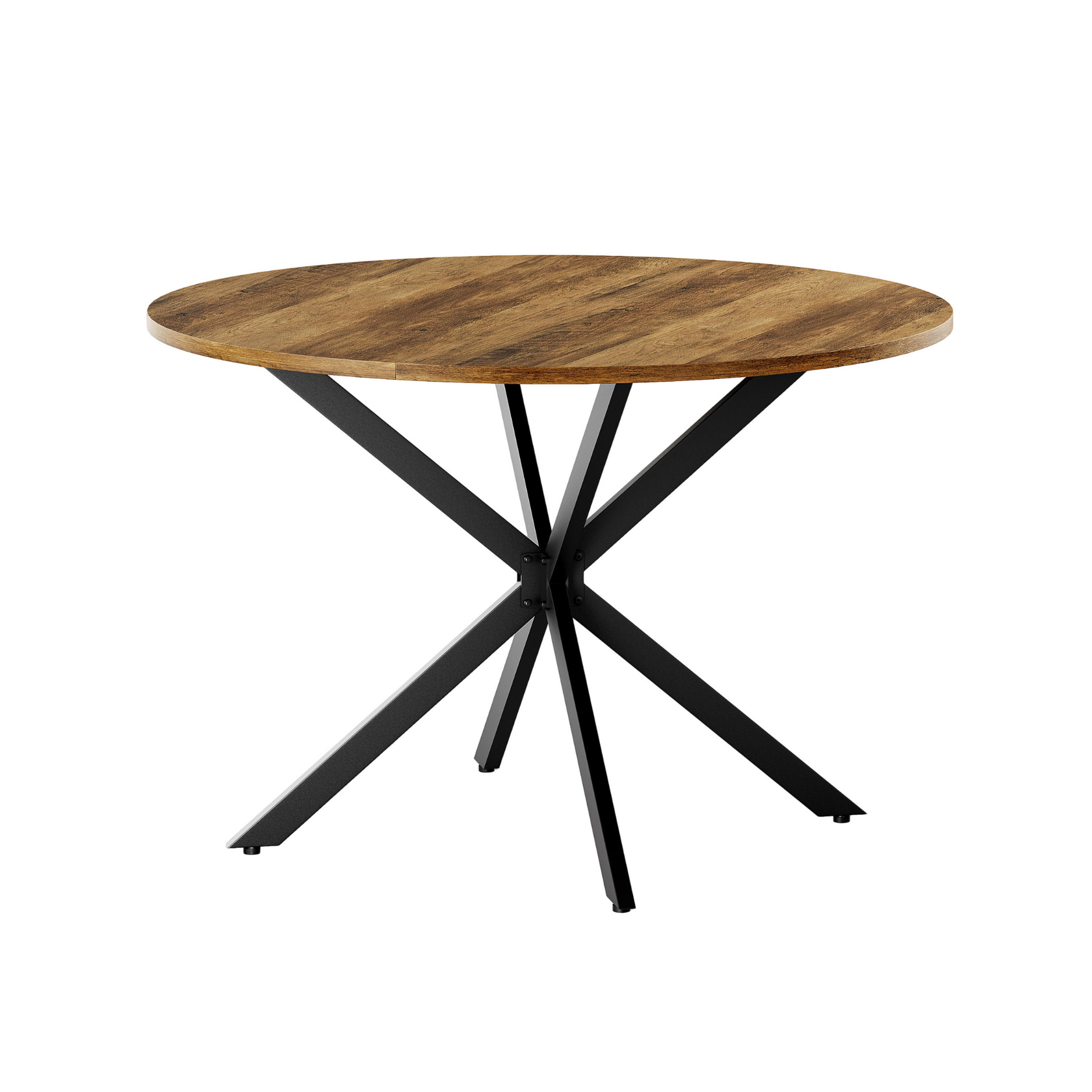 ESSTISCH DE-37299 rund mit X-Beinen im Bauernstil Retro-Braun/Schwarz - Schwarz/Braun, Holzwerkstoff (120/120/78cm) - ComfortXL