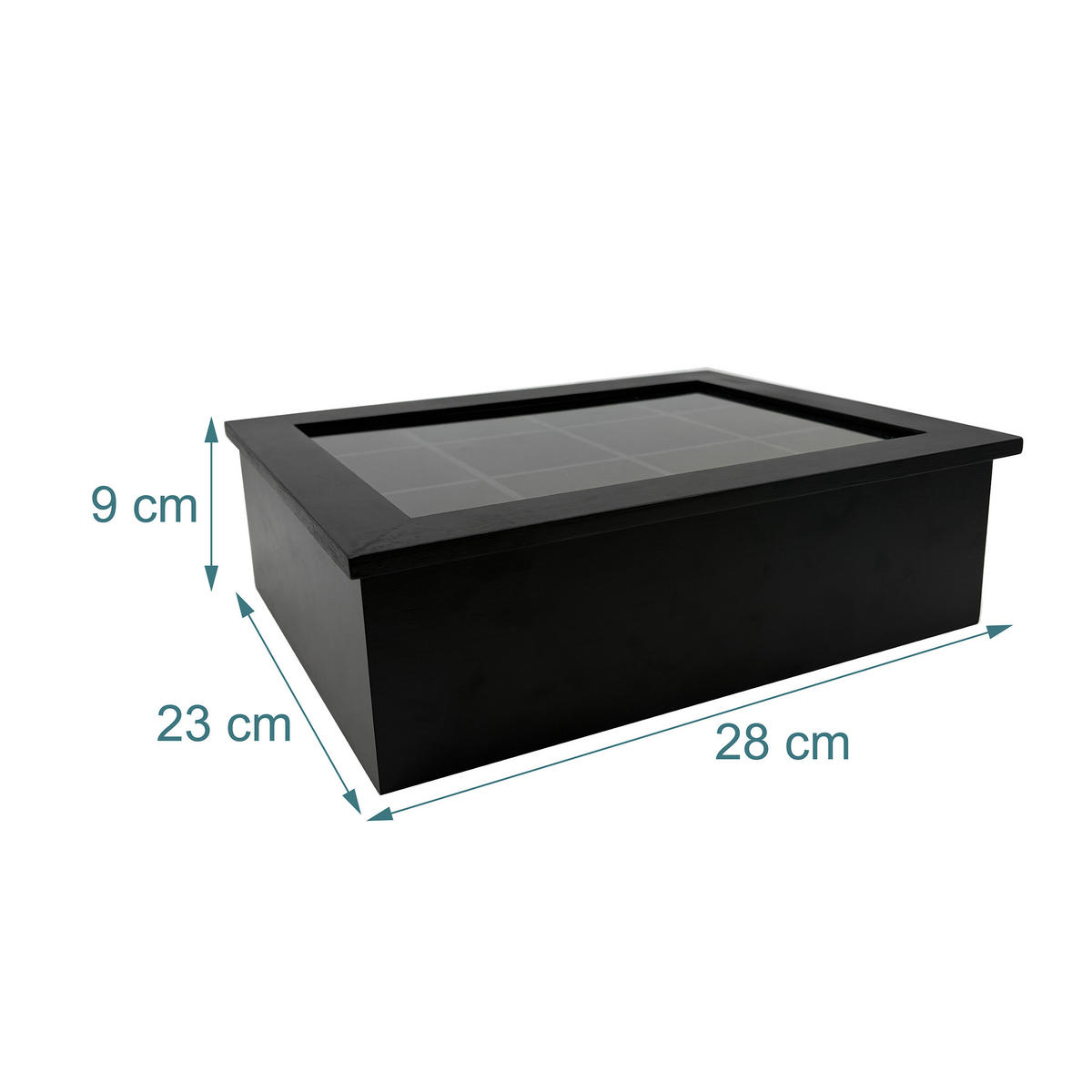 KUTIJA Crna za čaj 12 pretinaca bambus - crna, drvo/plastika (28/9/23cm) - Relaxdays