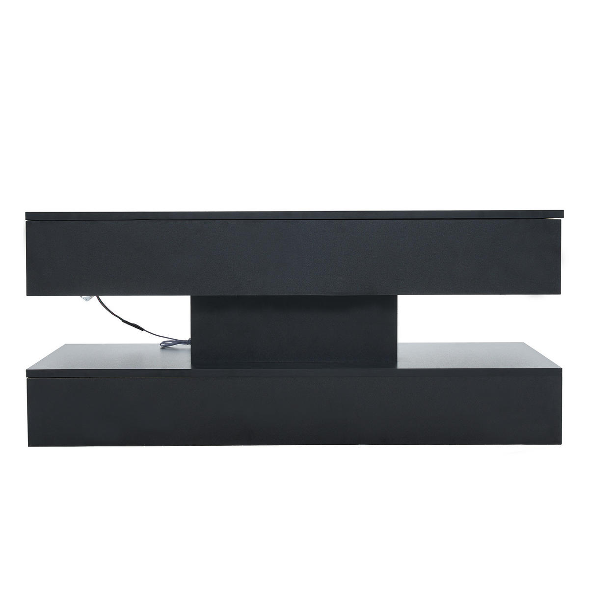 COUCHTISCH 100/50/42 cm in Schwarz, höhenverstellbar mit LED-Beleuchtung - Schwarz, Holzwerkstoff (100/50/42cm) - Flora Grace