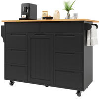 KÜCHENINSEL 122/46/91,5 cm Schwarz aus MDF mit klappbarer Tischplatte - Schwarz, Holzwerkstoff (74.5/91.5/122cm) - OKMYHOME