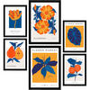 POSTER Set Mit 6 Blumen Oranger Dschungel Natur Und Botanikdrucke Für Innenarchitektur A3 & A4 Schwarzer Rahmen - Schwarz, Papier (29/3cm) - Nacnic