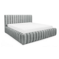 DOPPELBETT Bouclé 140x200 Livia mit Mettalllattenrost, Bettkasten, Hellgrau - Hellgrau, Holz/Textil (140/200cm) - Emporius