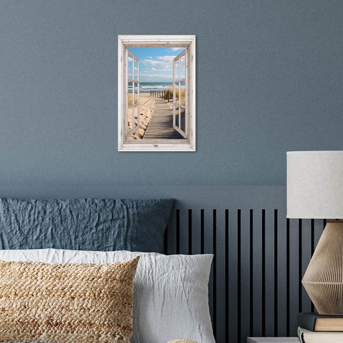 POSTER Fenster - Meer - Küste - Natur - Ausblick - Strand - Wattenmeer 20x30 cm - Beige, Papier (20/30/0.1cm) - MuchoWow