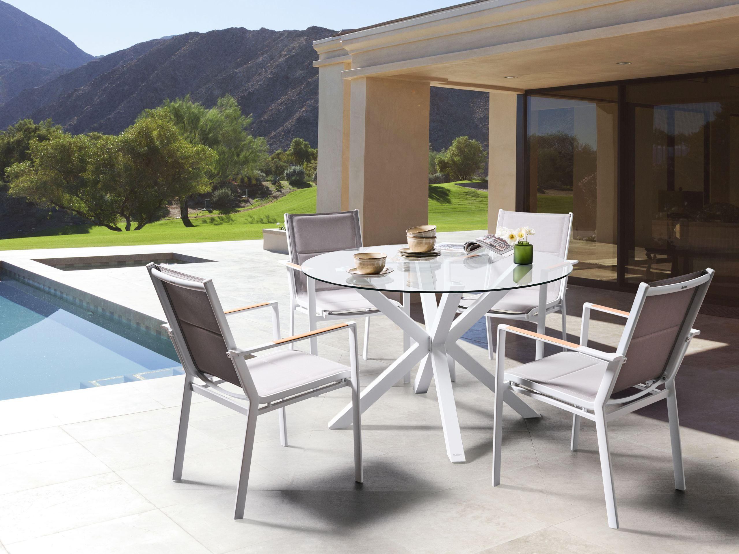 GARTENTISCH Weiß Maletto - Transparent/Weiß, Glas (120/120/75cm) - Beliani
