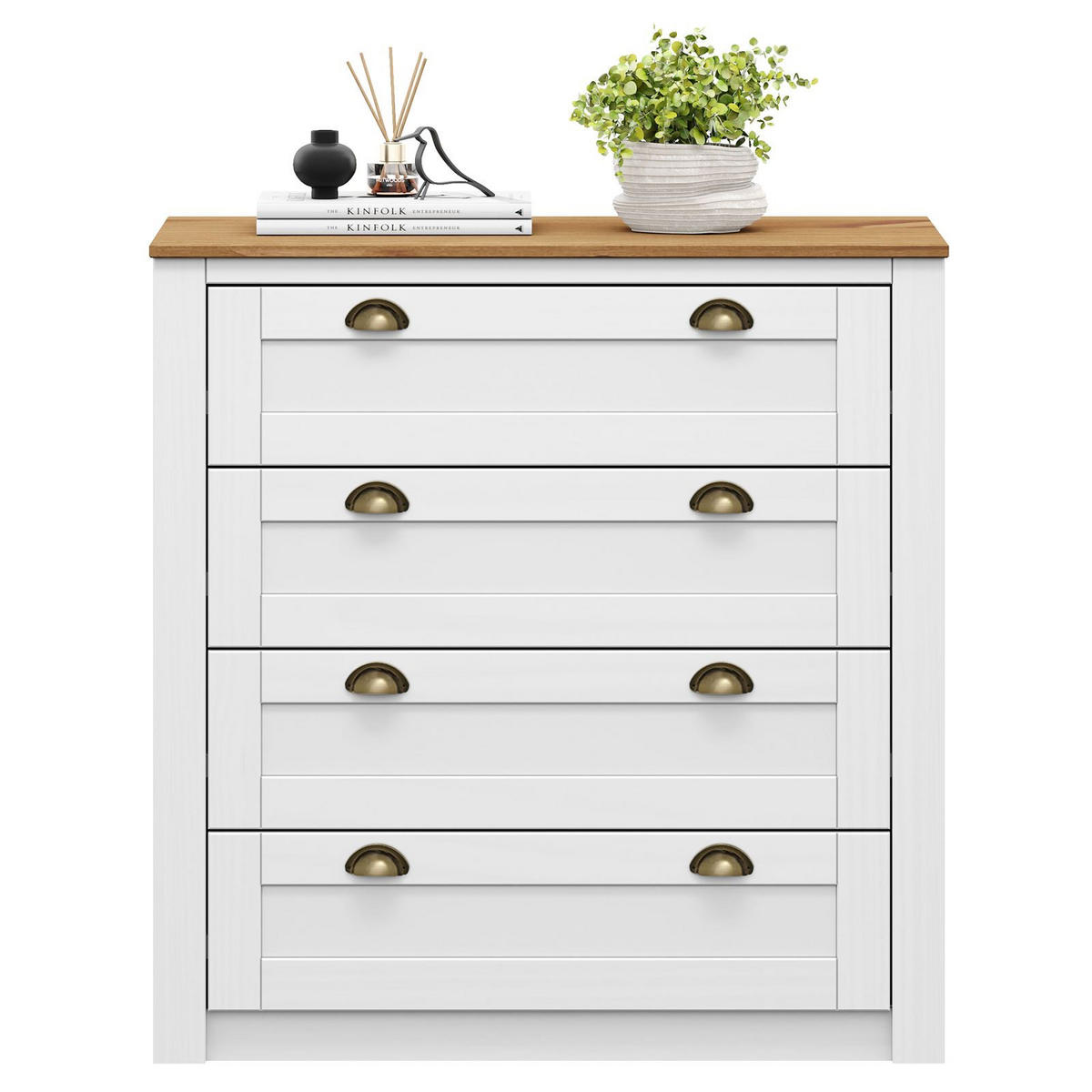 KOMMODE BOLTON - Weiß/Braun, Holz (91/93/40cm) - IDIMEX