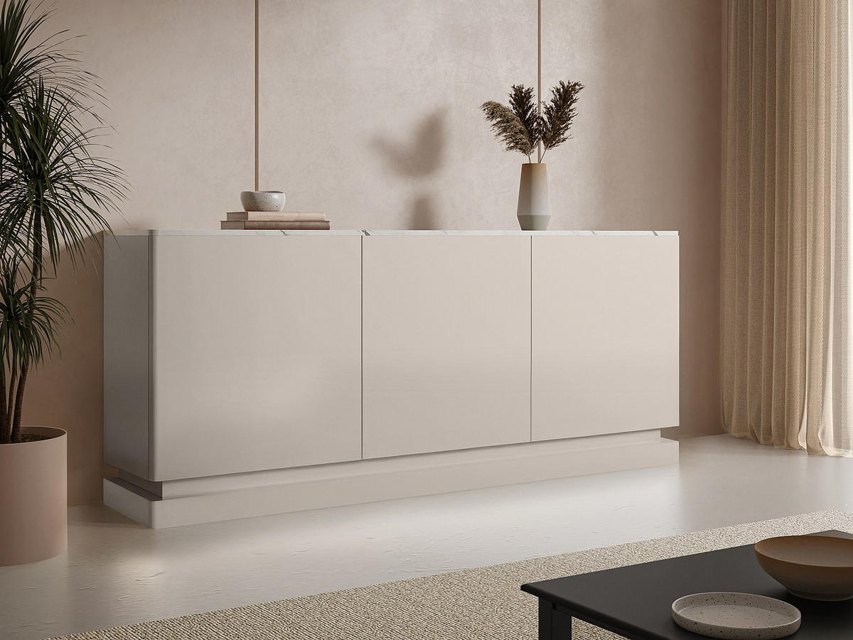 SIDEBOARD - 189.6cm x 40cm - MDF - beige, weiß - DEVIKA - Beige, Holz (189.6/80/40cm) - Vente-Unique