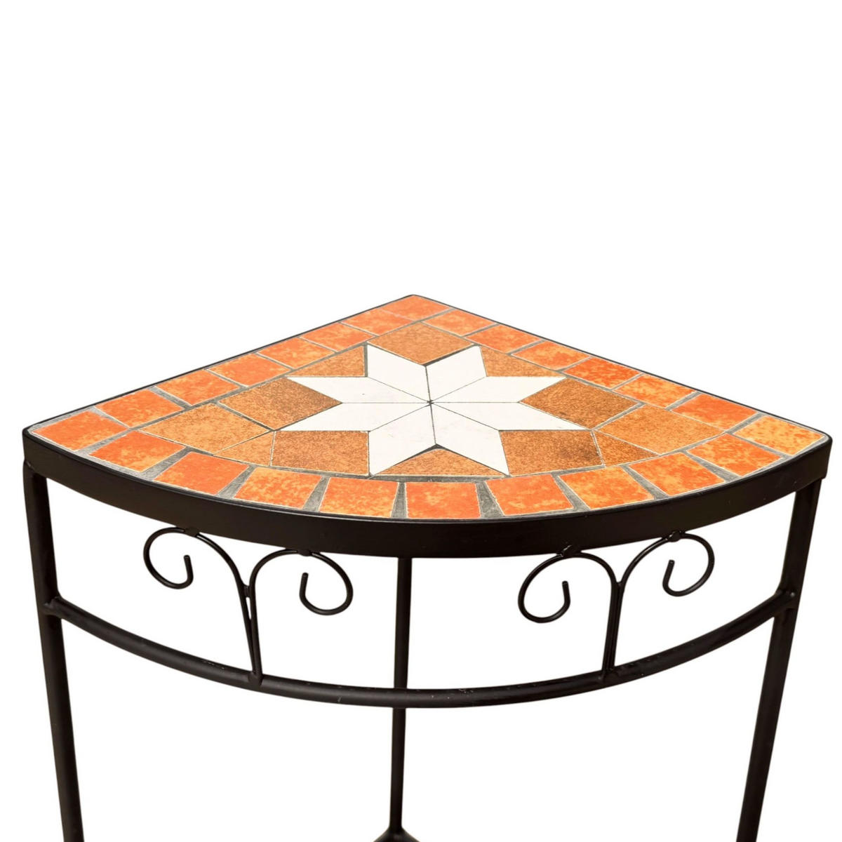 BLUMENHOCKER Ecke mit Mosaik Metall Schwarz/Terrakotta 25/25/52 cm - Schwarz, Metall (25/52/25cm) - DanDiBo